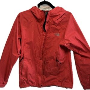 North Face Jacket Womens Small Pink White Hooded Rain Coat